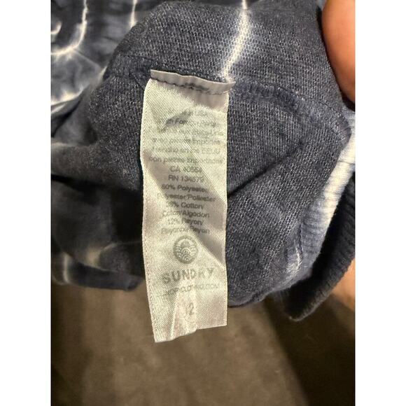 Sundry Tie Dye Puff Sleeve Raglan Sweatshirt In Navy White Size 2 Causal Spring - Picture 7 of 7